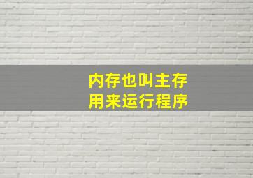 内存也叫主存 用来运行程序